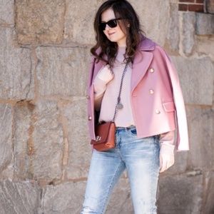 New J. Crew Wool Cropped Double-breasted Peacoat in Rose Ash (Pink)